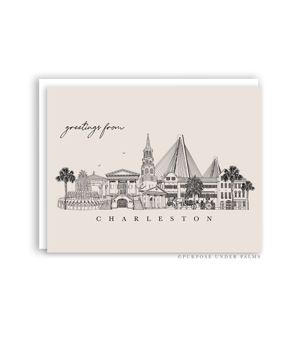 Greetings from Charleston, SC | Skyline + Landmark Greeting Cards