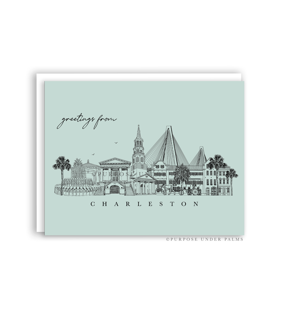 Greetings from Charleston, SC | Skyline + Landmark Greeting Cards