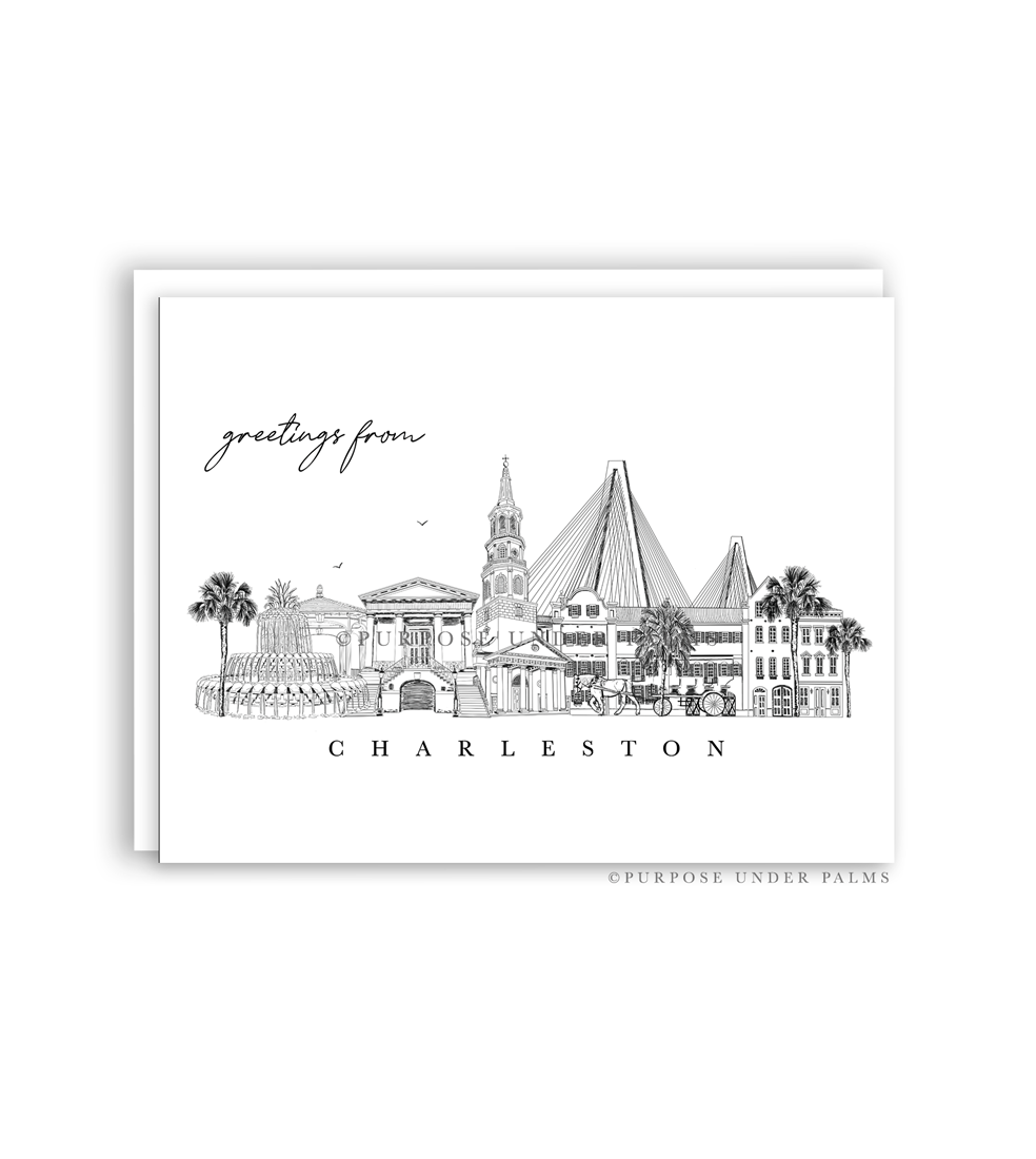 Greetings from Charleston, SC | Skyline + Landmark Greeting Cards