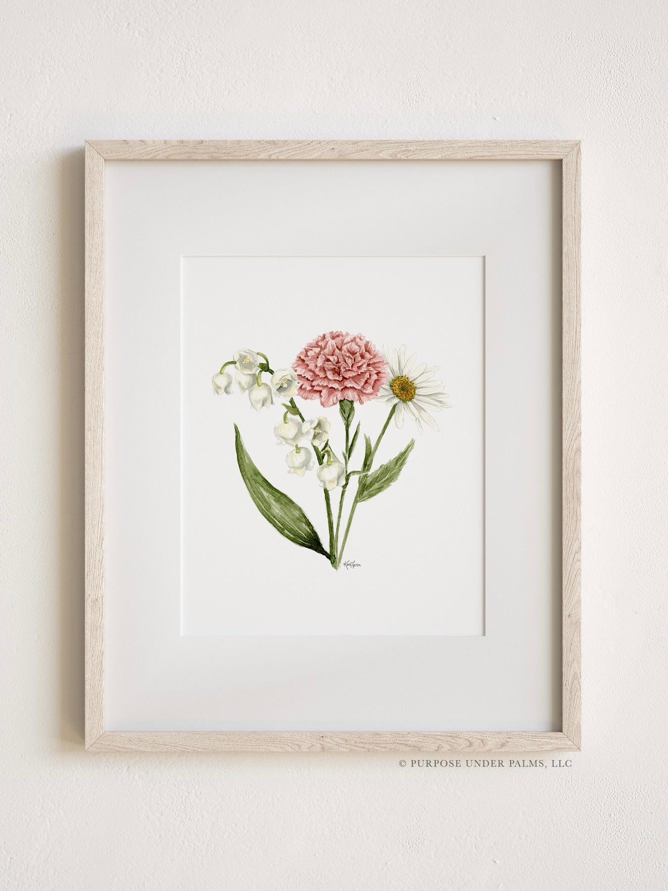 Custom Family Birth Flower Bouquet Art Print