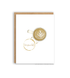 white greeting card with watercolor painting of coffee mug and a coffee ring stain with love you a latte in the middle. love you a latte greeting card. Kraft envelope.