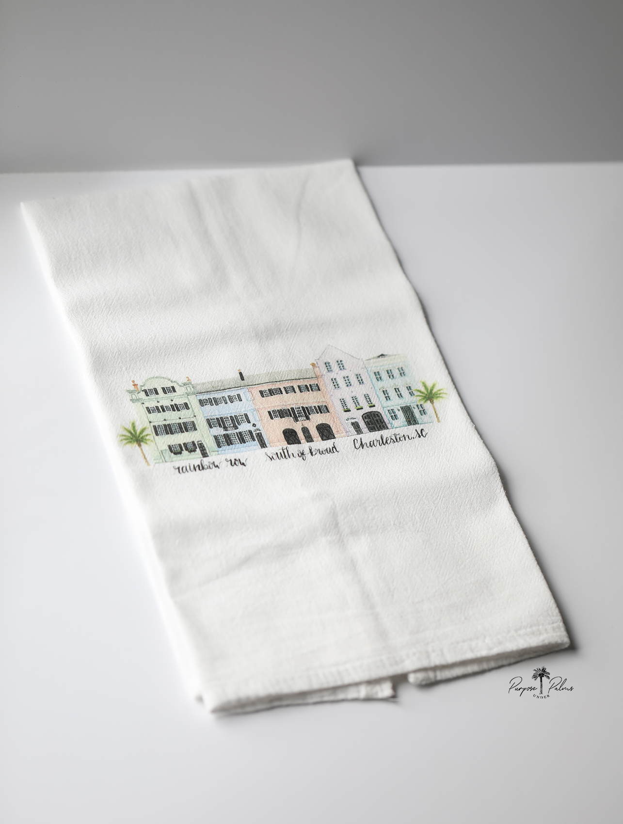 Rainbow Row South of Broad Tea Towel