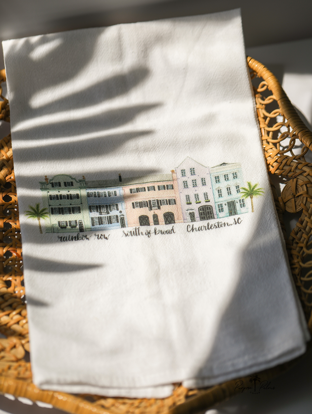 Rainbow Row South of Broad Tea Towel