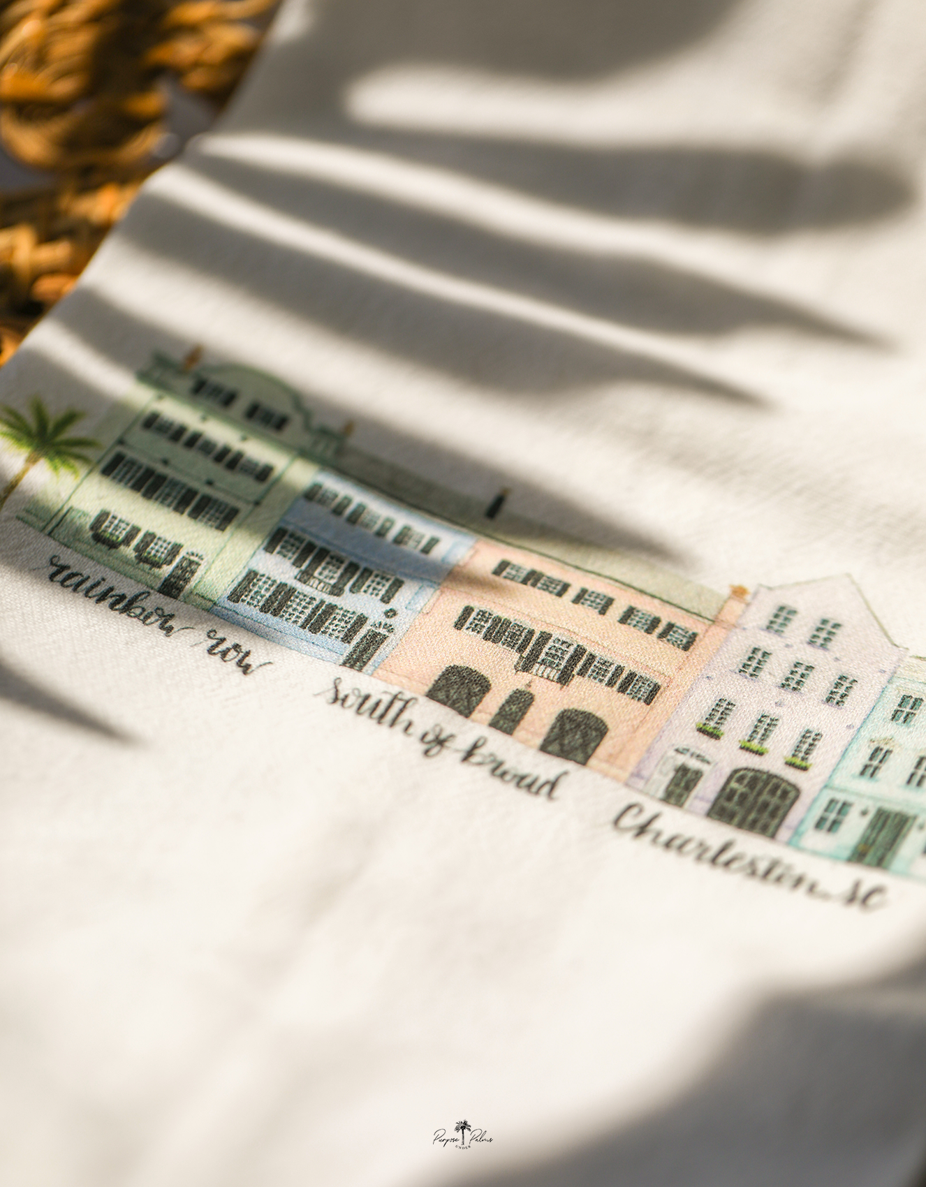 Rainbow Row South of Broad Tea Towel