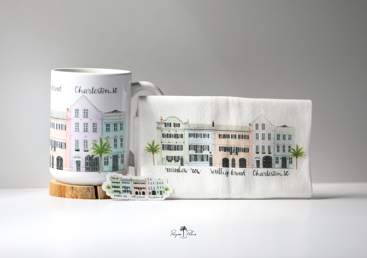 Rainbow Row South of Broad Tea Towel