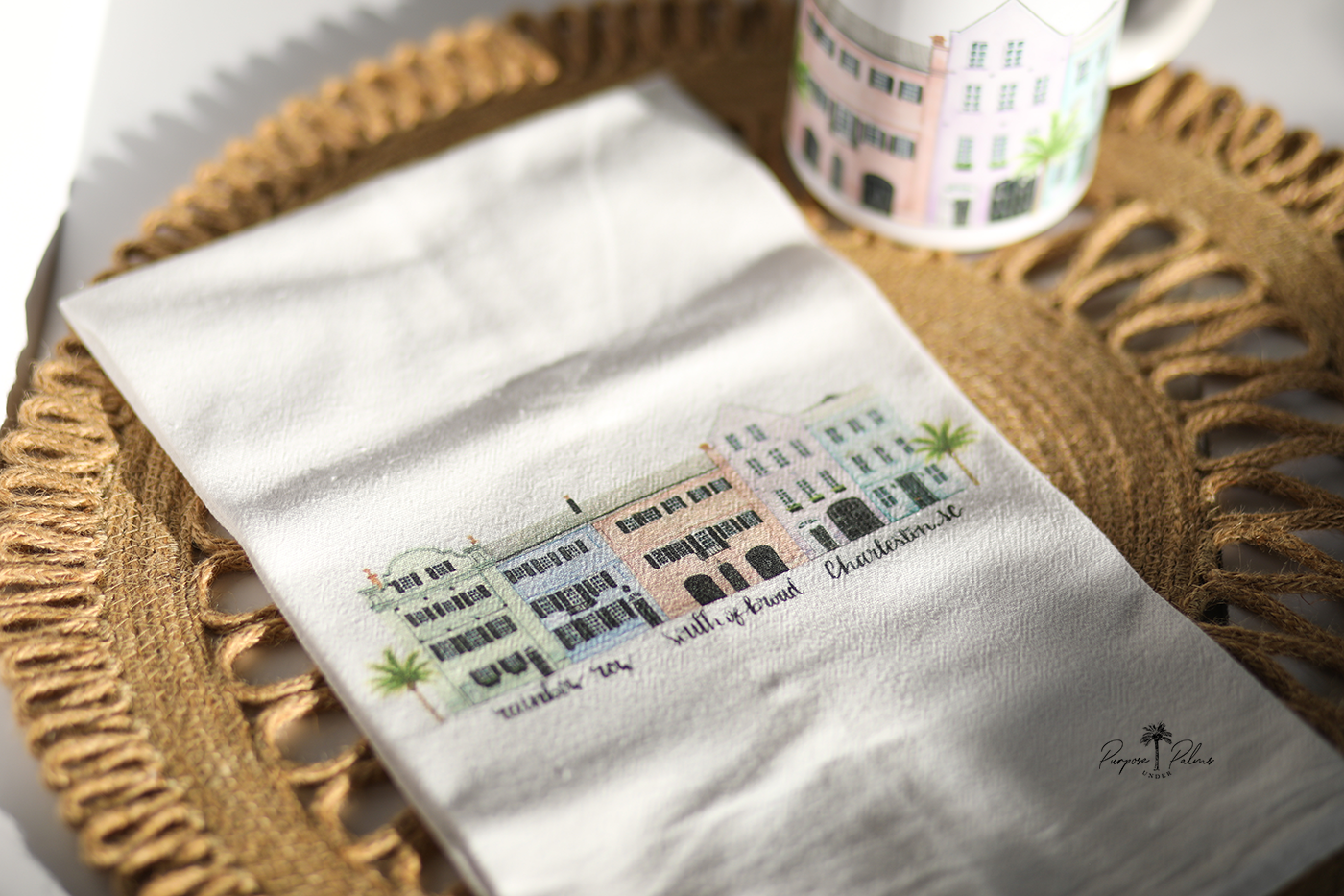 Rainbow Row South of Broad Tea Towel