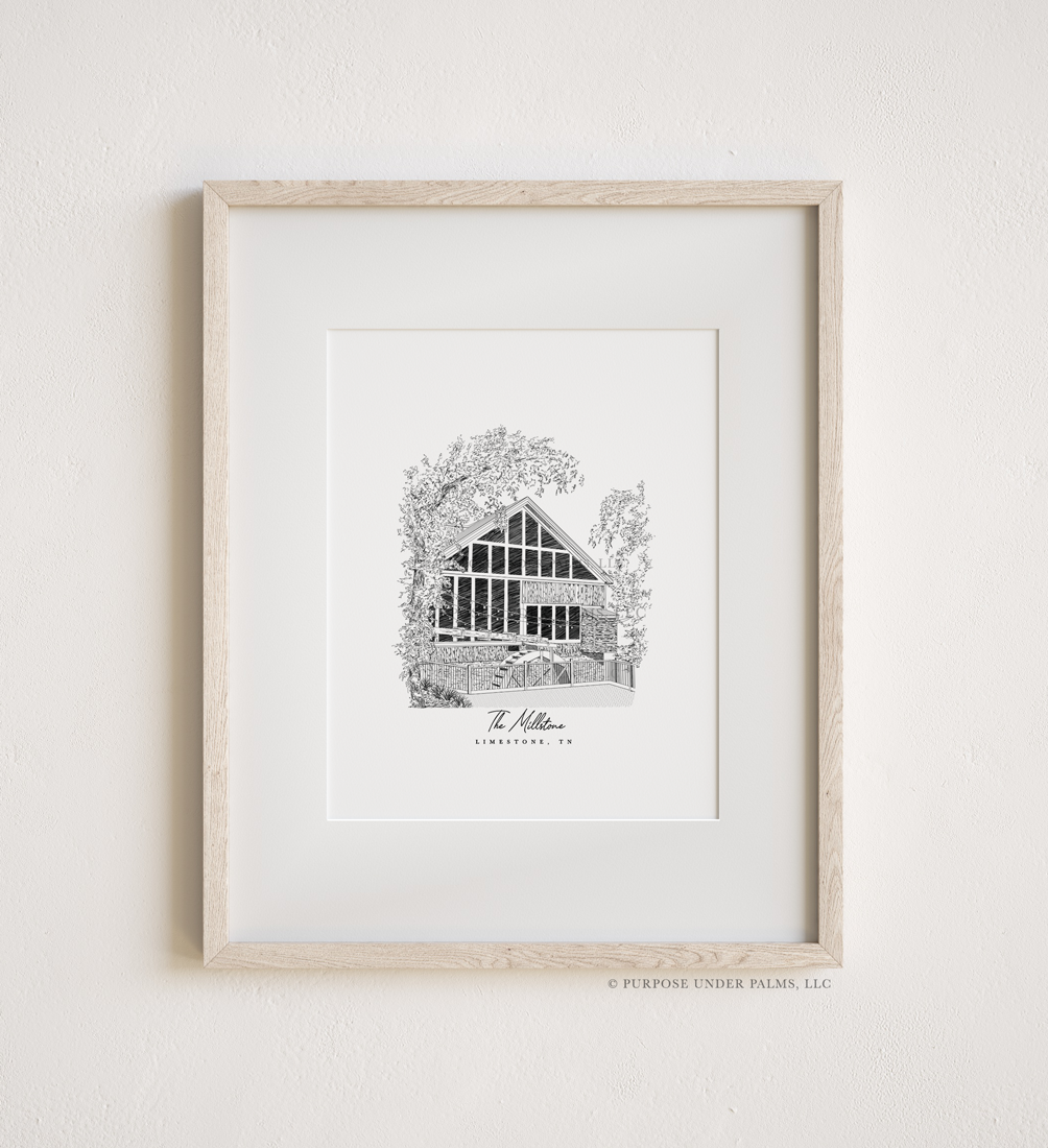 The Millstone Limestone, TN Linework Art Print