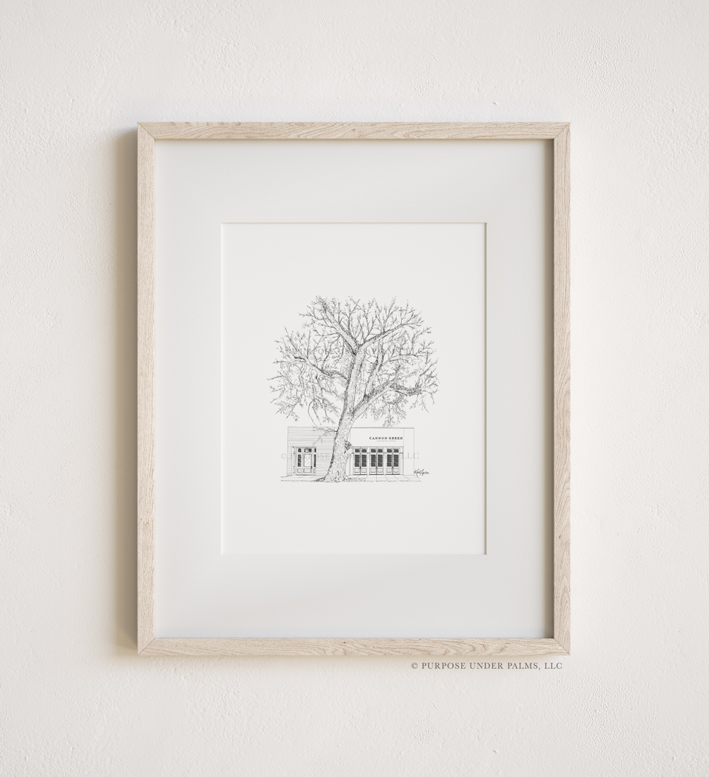 Cannon Green Charleston, SC Linework Art Print