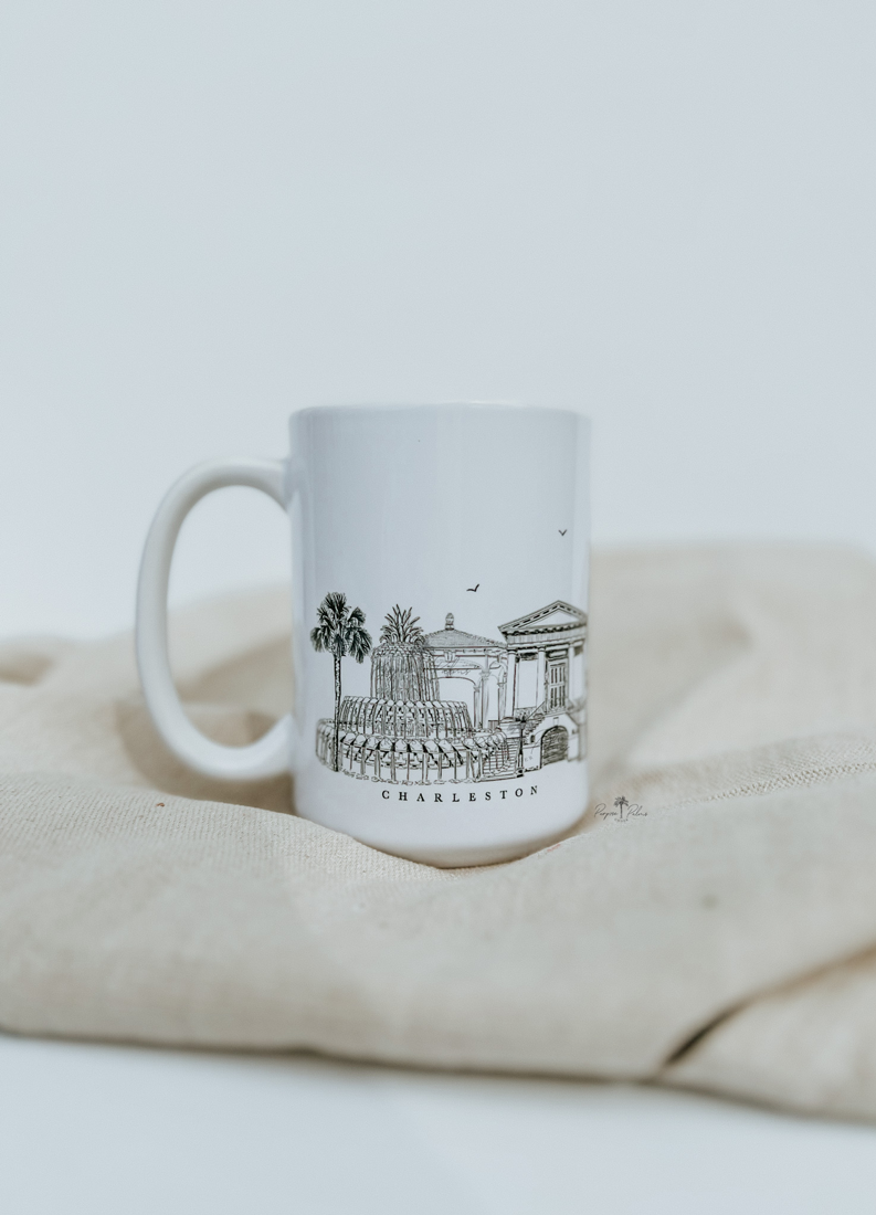 perfectly imperfect charleston skyline + landmark 15oz mug