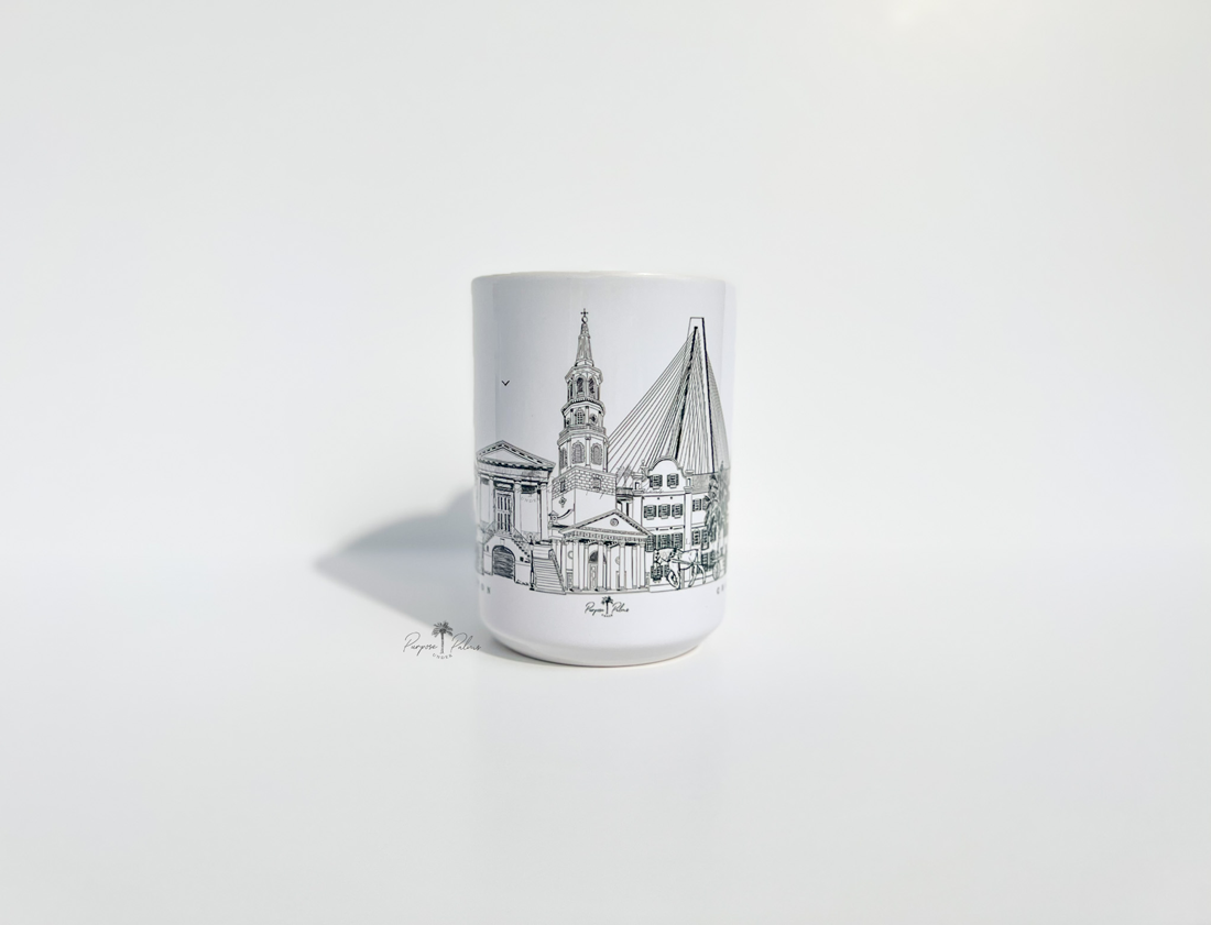 perfectly imperfect charleston skyline + landmark 15oz mug
