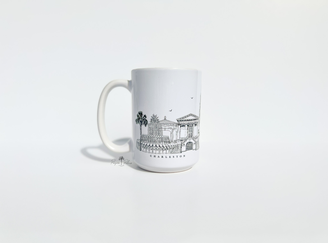 perfectly imperfect charleston skyline + landmark 15oz mug