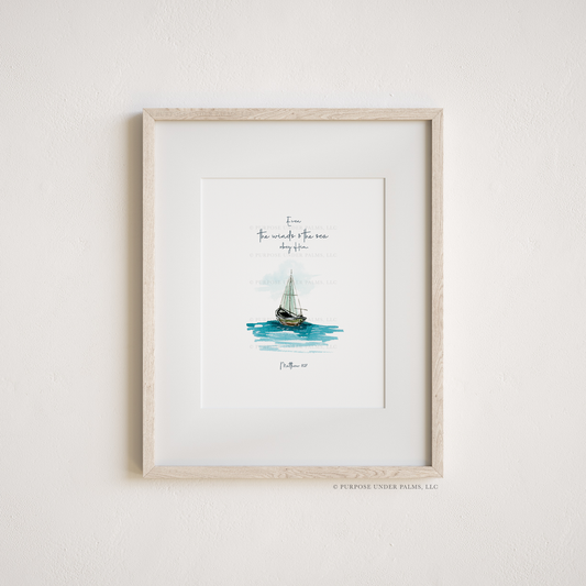 the winds + the sea sailboat digital art print | digital download