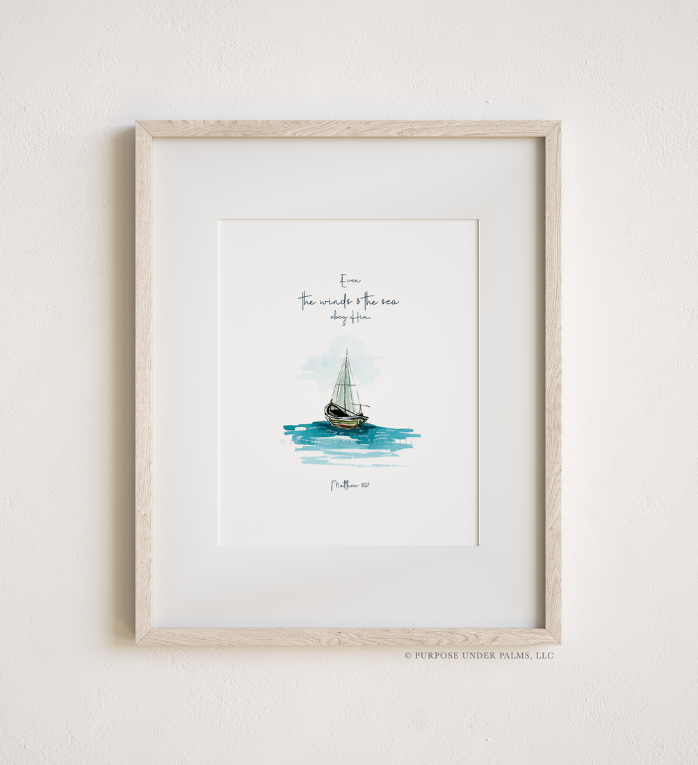 The Winds + the Sea Sailboat 8x10 Art Print