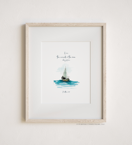 the winds + the sea sailboat 8x10 art print