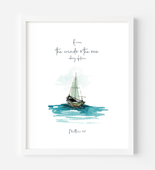 the winds + the sea sailboat 8x10 art print