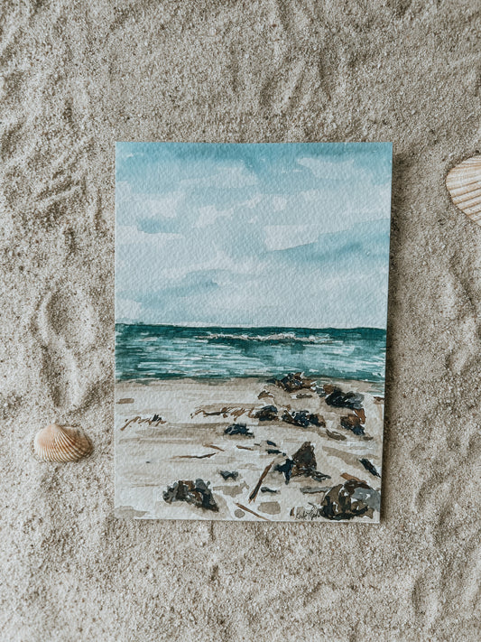 "rip current to calm" watercolor study original painting