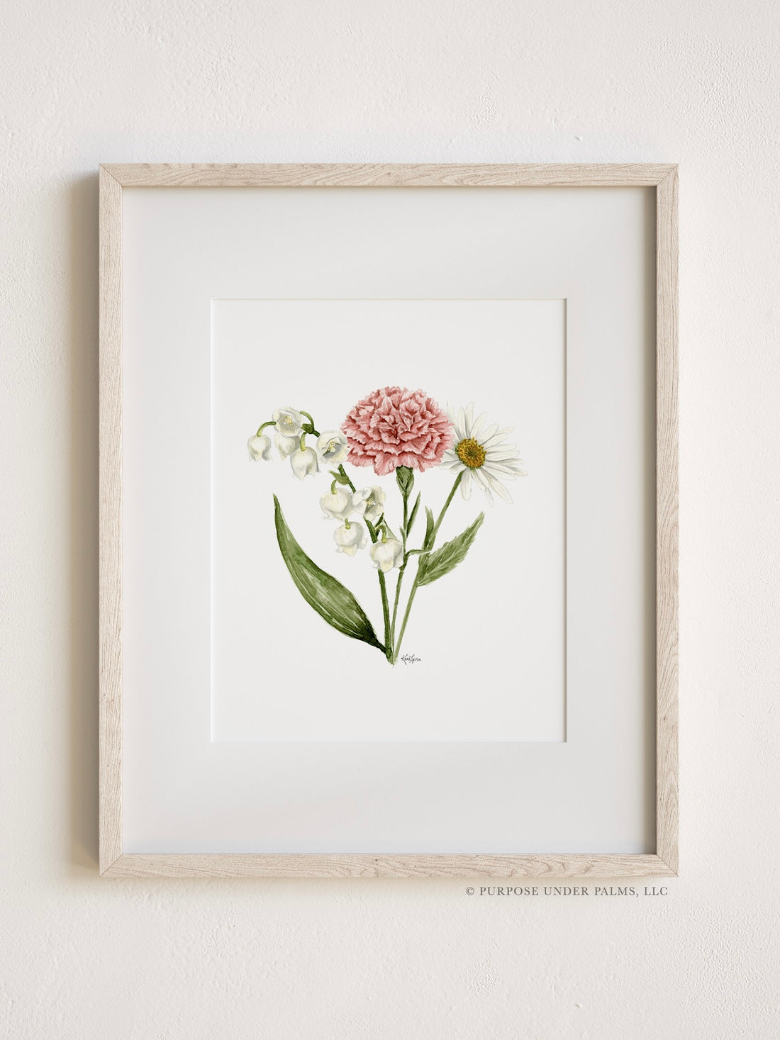Custom Family Birth Flower Bouquet Art Print