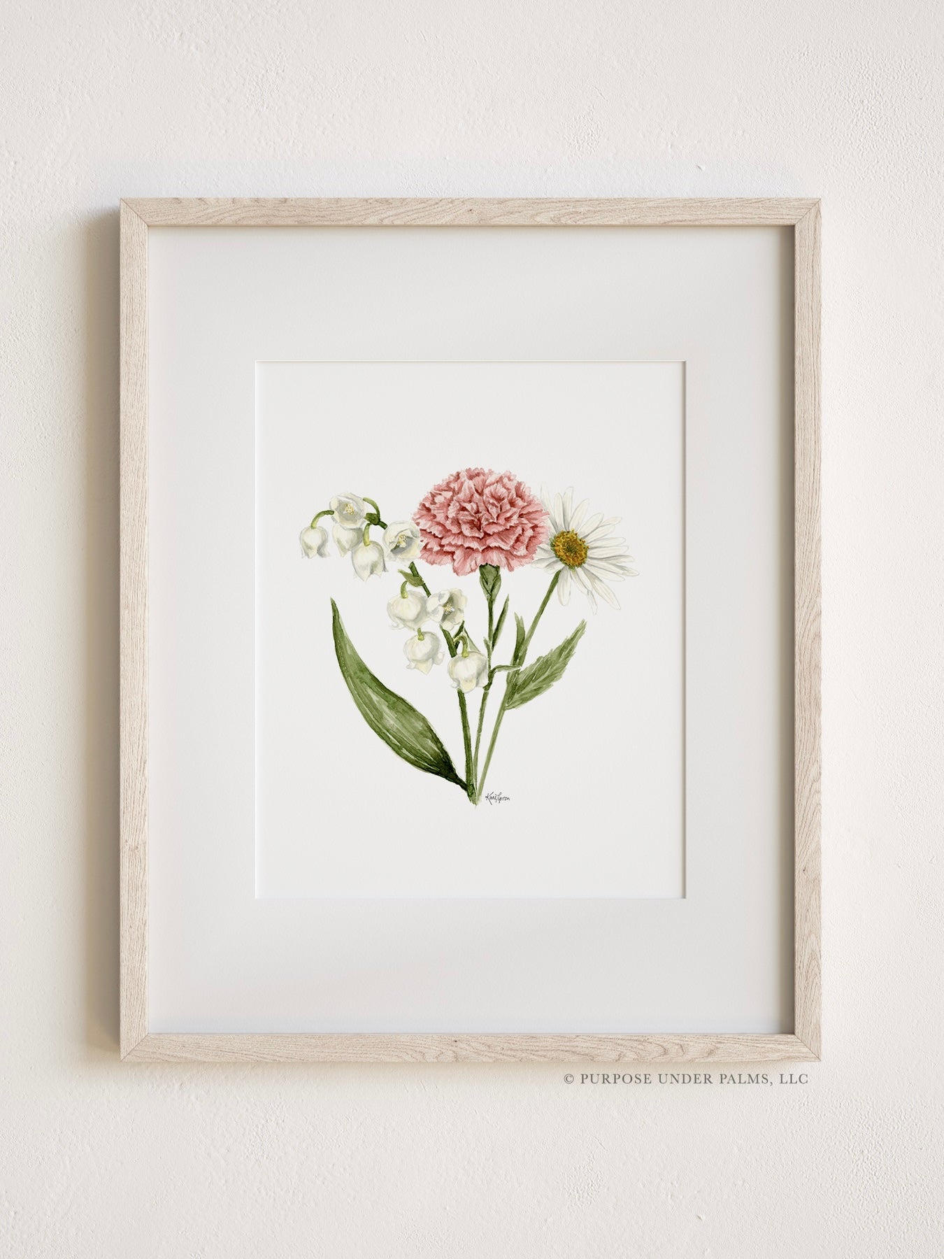 custom family birth flower bouquet art print