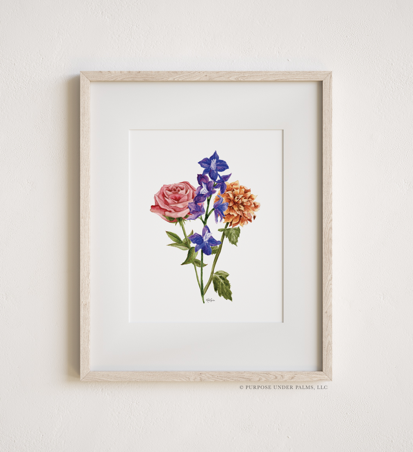 custom family birth flower bouquet art print