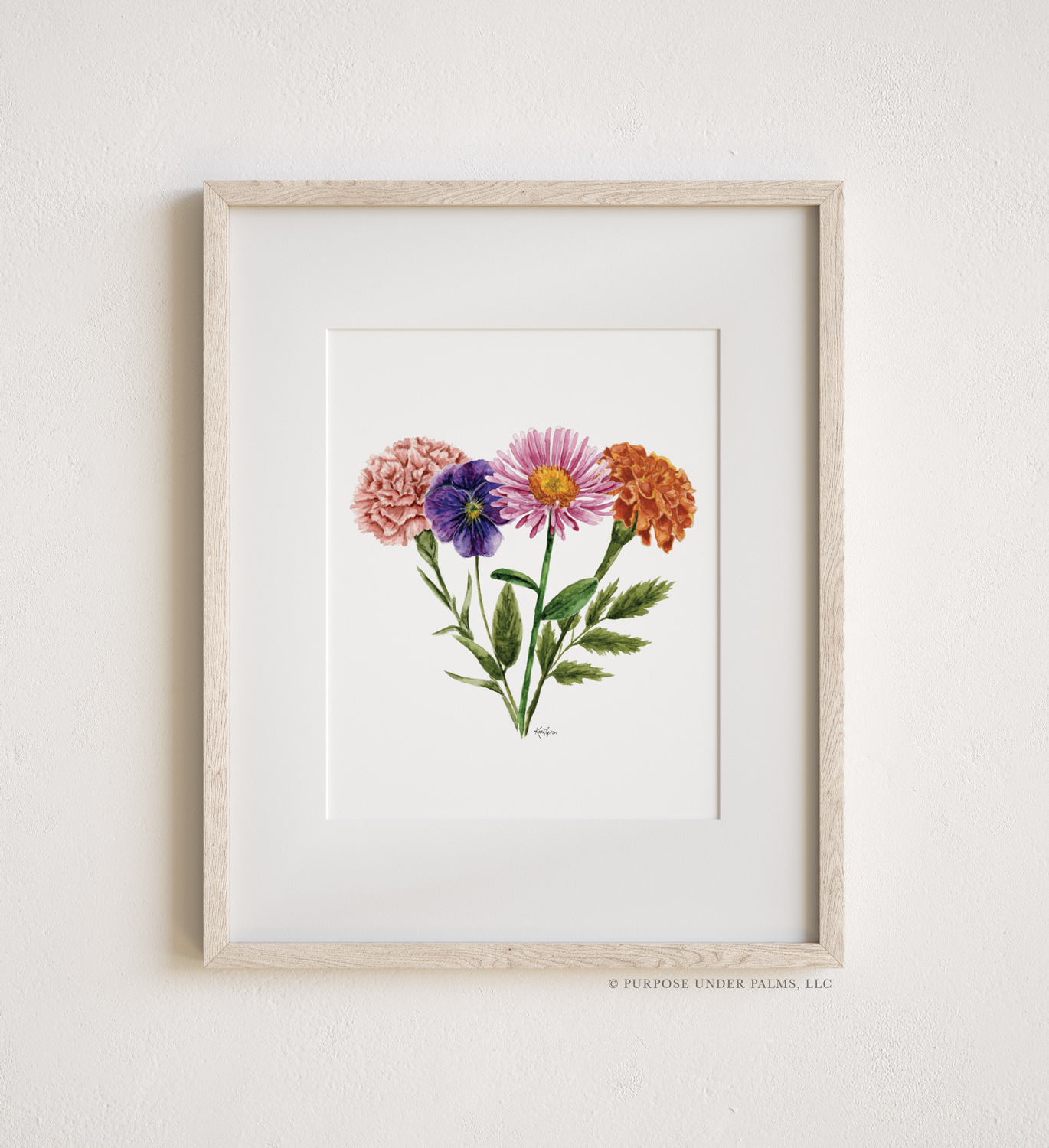 custom family birth flower bouquet art print