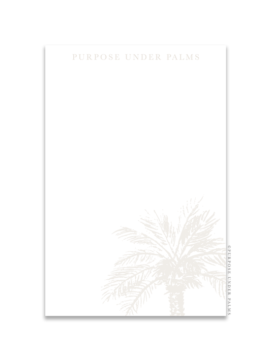 purpose under palms notepad in light sand