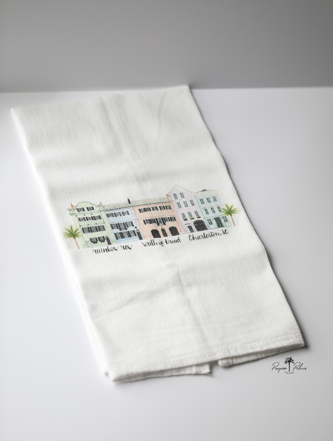 Rainbow Row South of Broad Tea Towel