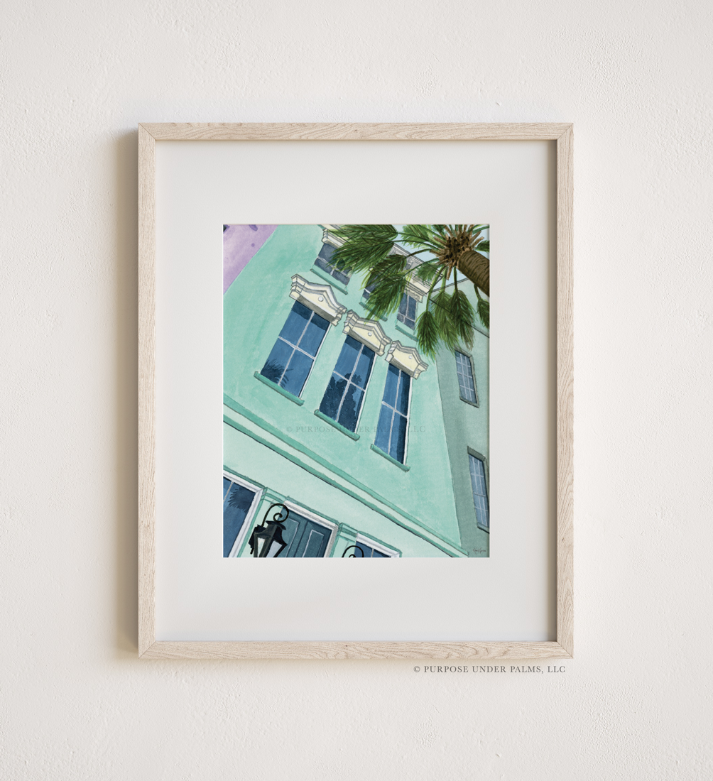 Teal East Bay Rainbow Row 8x10 Art Print