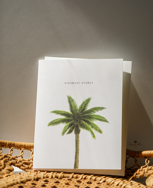 warmest wishes palm tree greeting card