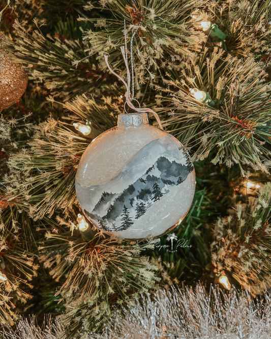 "winter mist" hand painted watercolor ornament