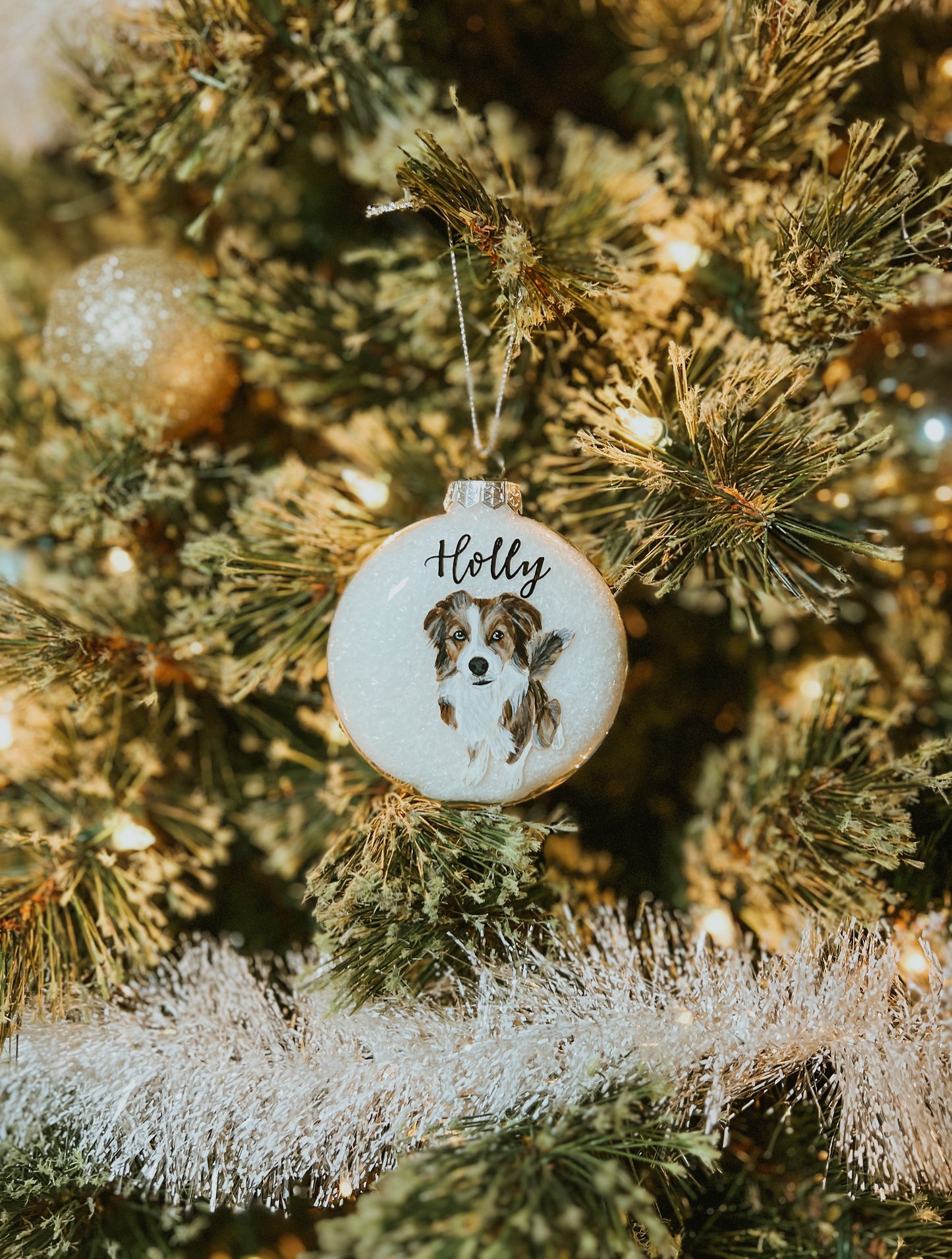 hand painted pet portrait ornament